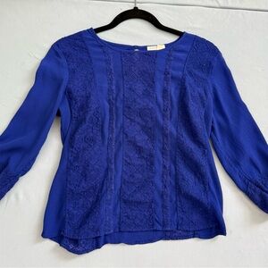 Anthropologie Meadow Rue Deep Blue Textured Blouse